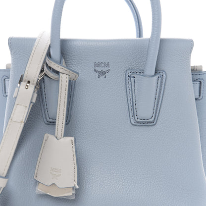 MCM Grained Calfskin Mini Milla Tote Sky Blue 8 of 8