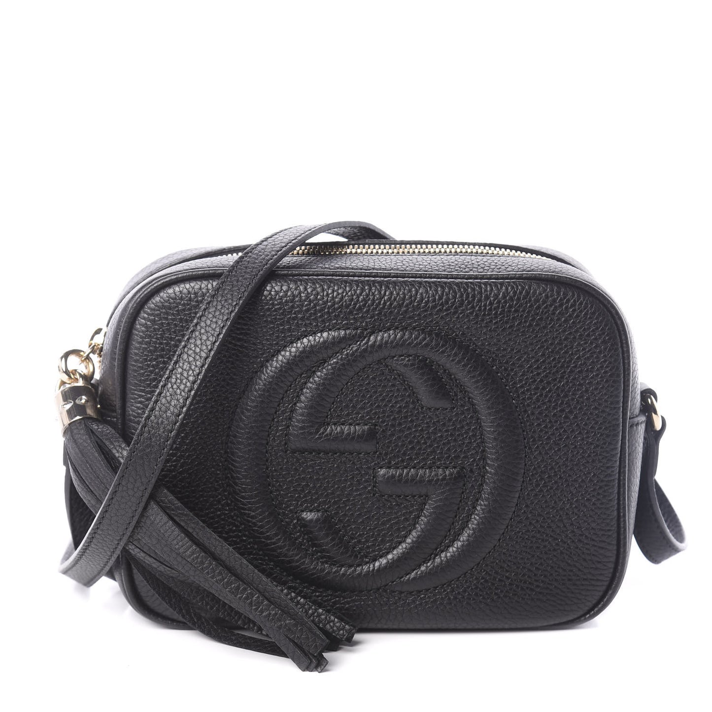 Pebbled Calfskin Small Soho Disco Bag Black