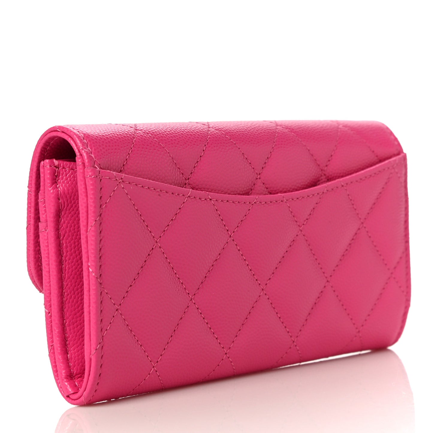 Caviar Quilted Medium Flap Wallet Dark Pink