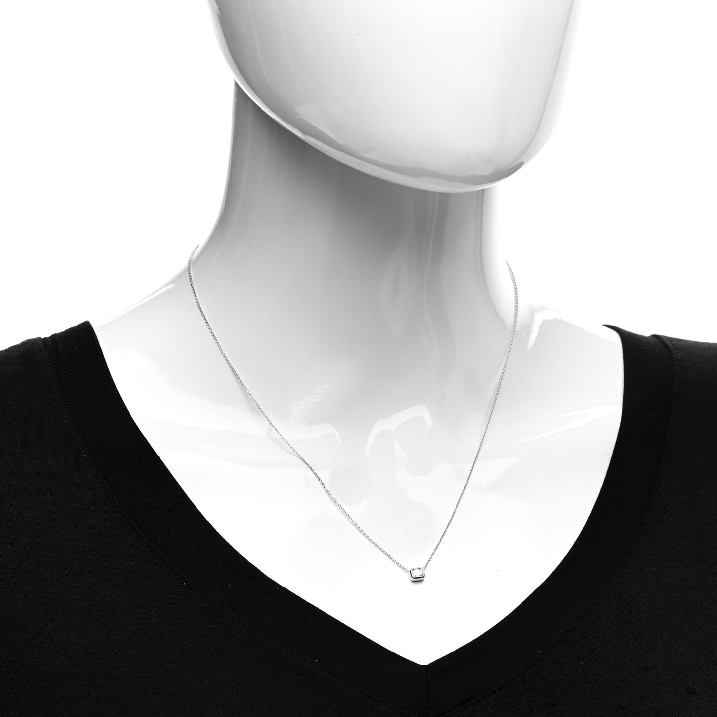 18K White Gold Diamond .17ct Emerald Cut Diamonds By The Inch Necklace