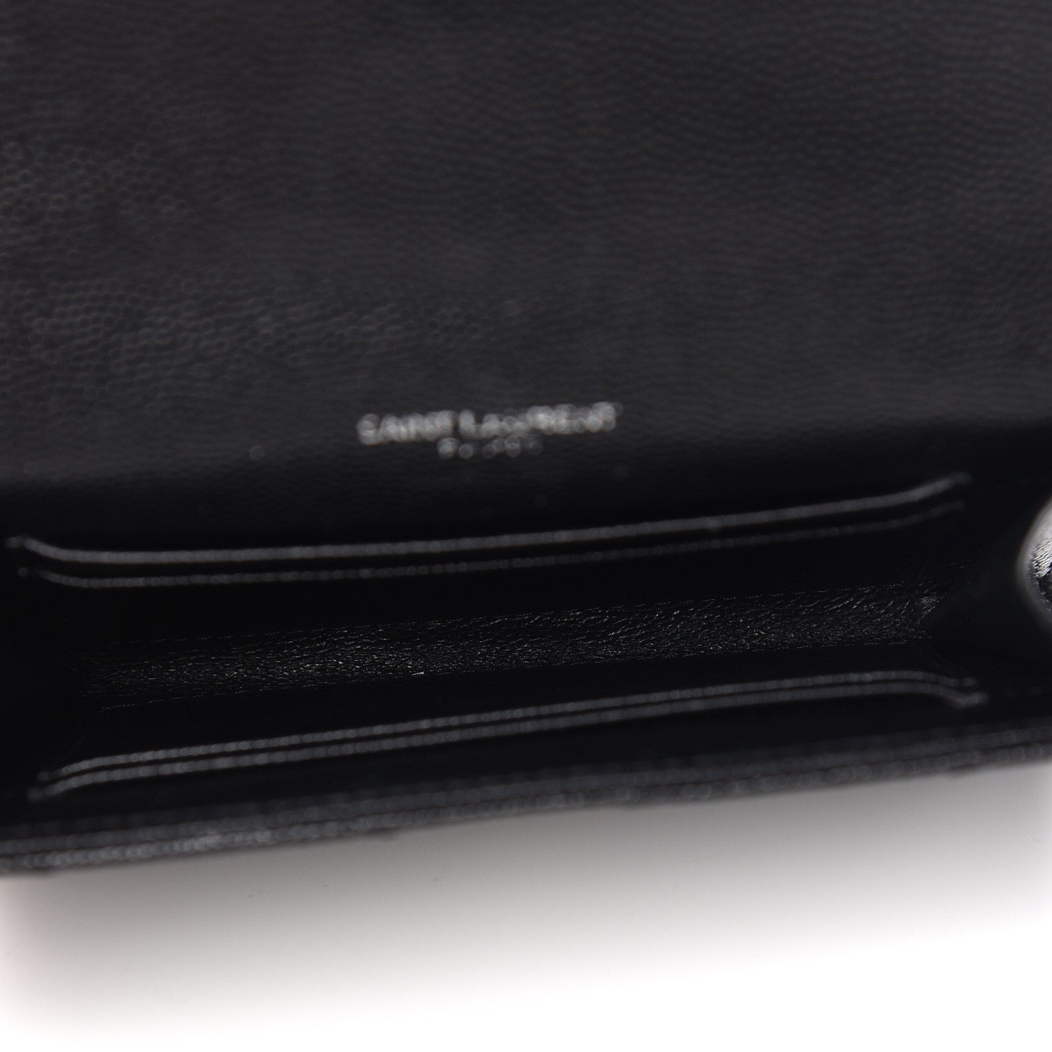 Saint Laurent Grain De Poudre Matelasse Chevron Small Monogram Envelope Wallet Black 5 of 6