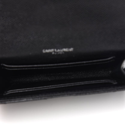Saint Laurent Grain De Poudre Matelasse Chevron Small Monogram Envelope Wallet Black 5 of 6
