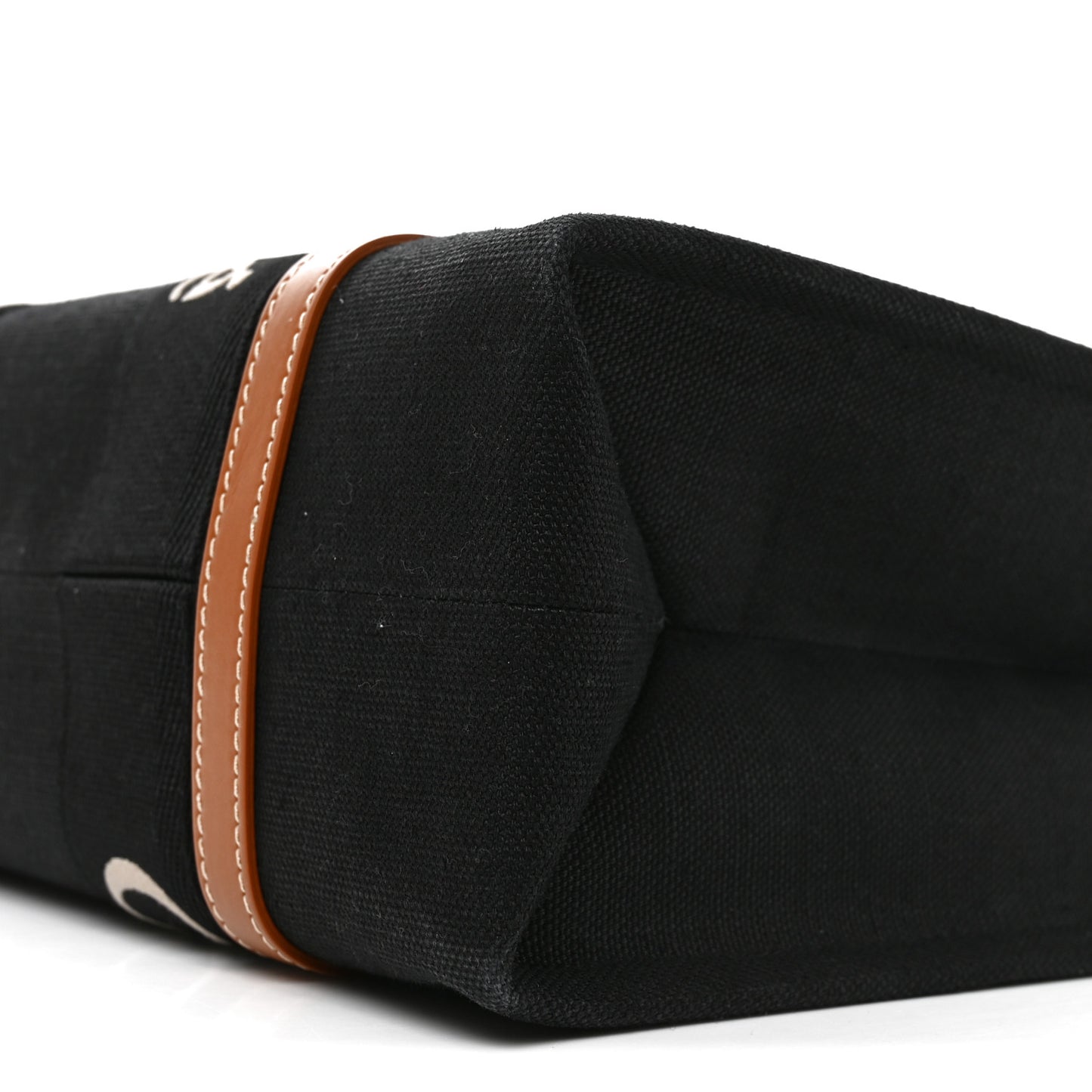 Cotton Calfskin Medium Woody Ribbon Tote Black