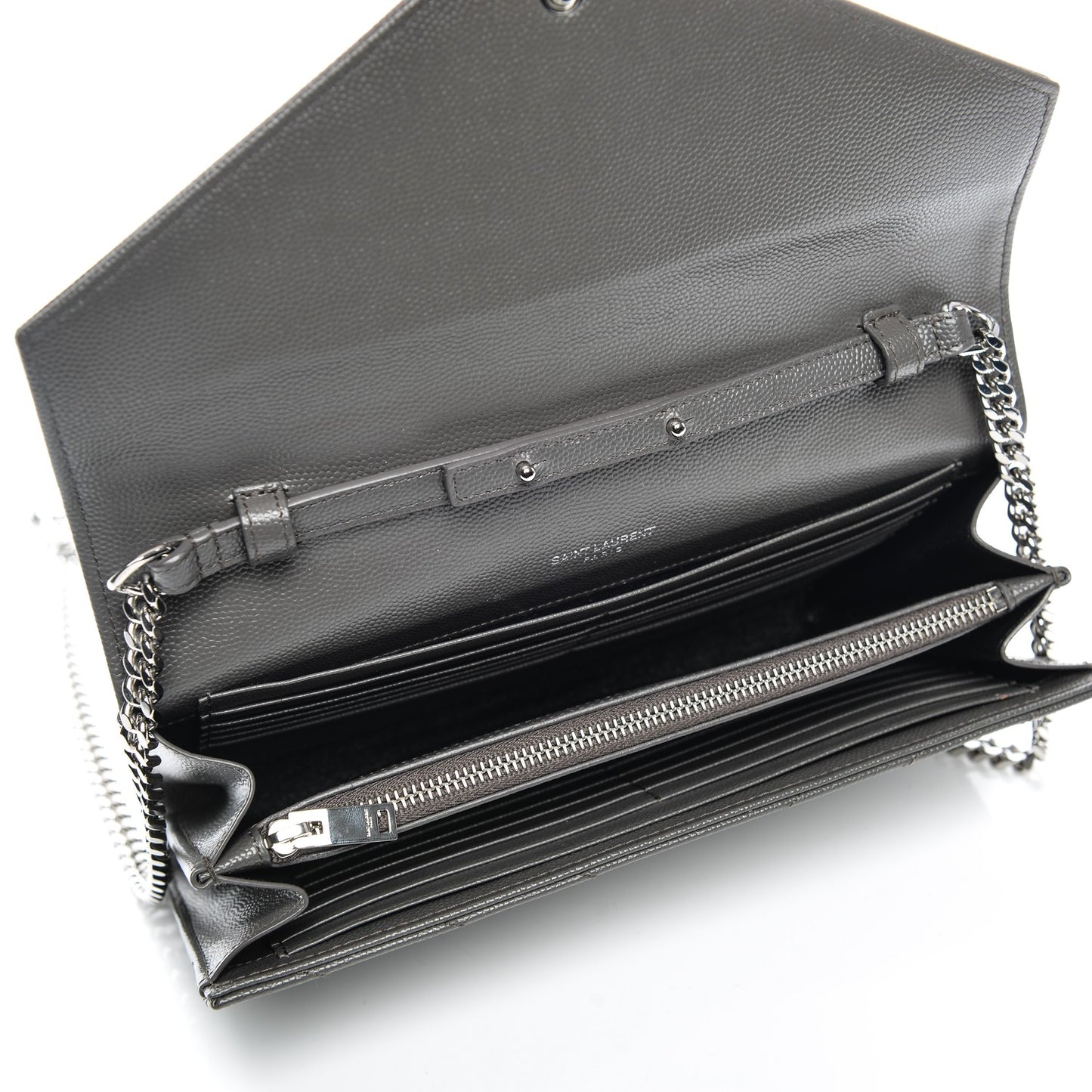 Grain De Poudre Matelasse Chevron Monogram Chain Wallet Earth