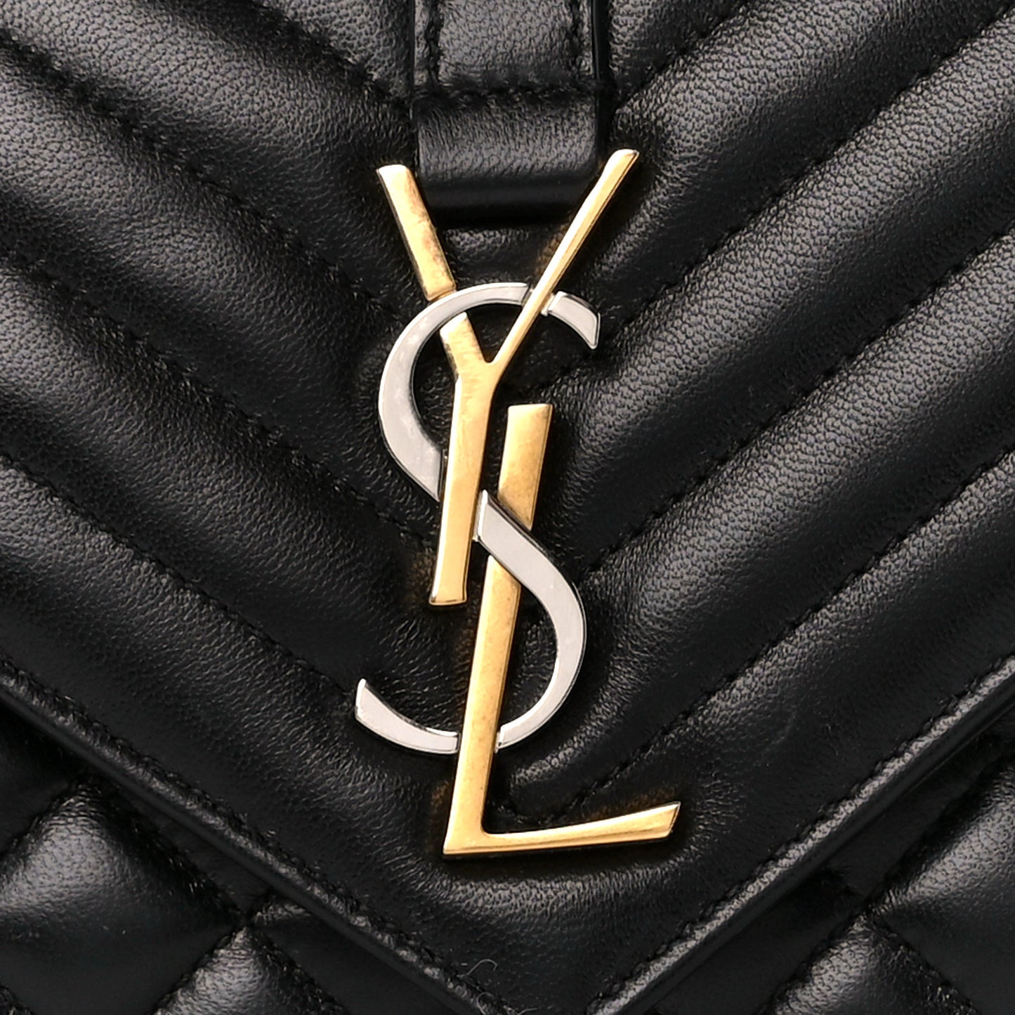 Lambskin Mixed Matelasse Triquilt Small Monogram Satchel Black