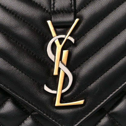 Saint Laurent Lambskin Mixed Matelasse Triquilt Small Monogram Satchel Black 9 of 12