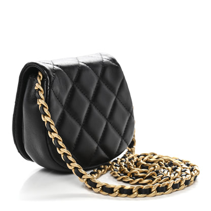 Chanel Calfskin Quilted Mini Coco Mail Clutch With Chain Black 3 of 12
