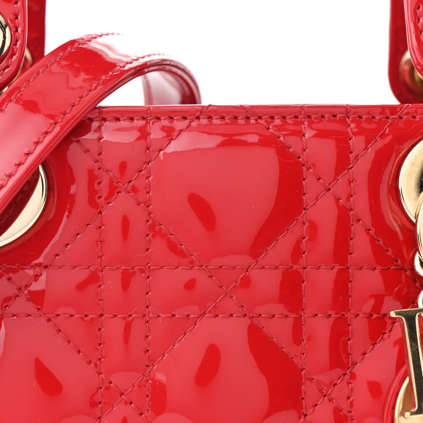 Patent Cannage Mini Lady Dior Red
