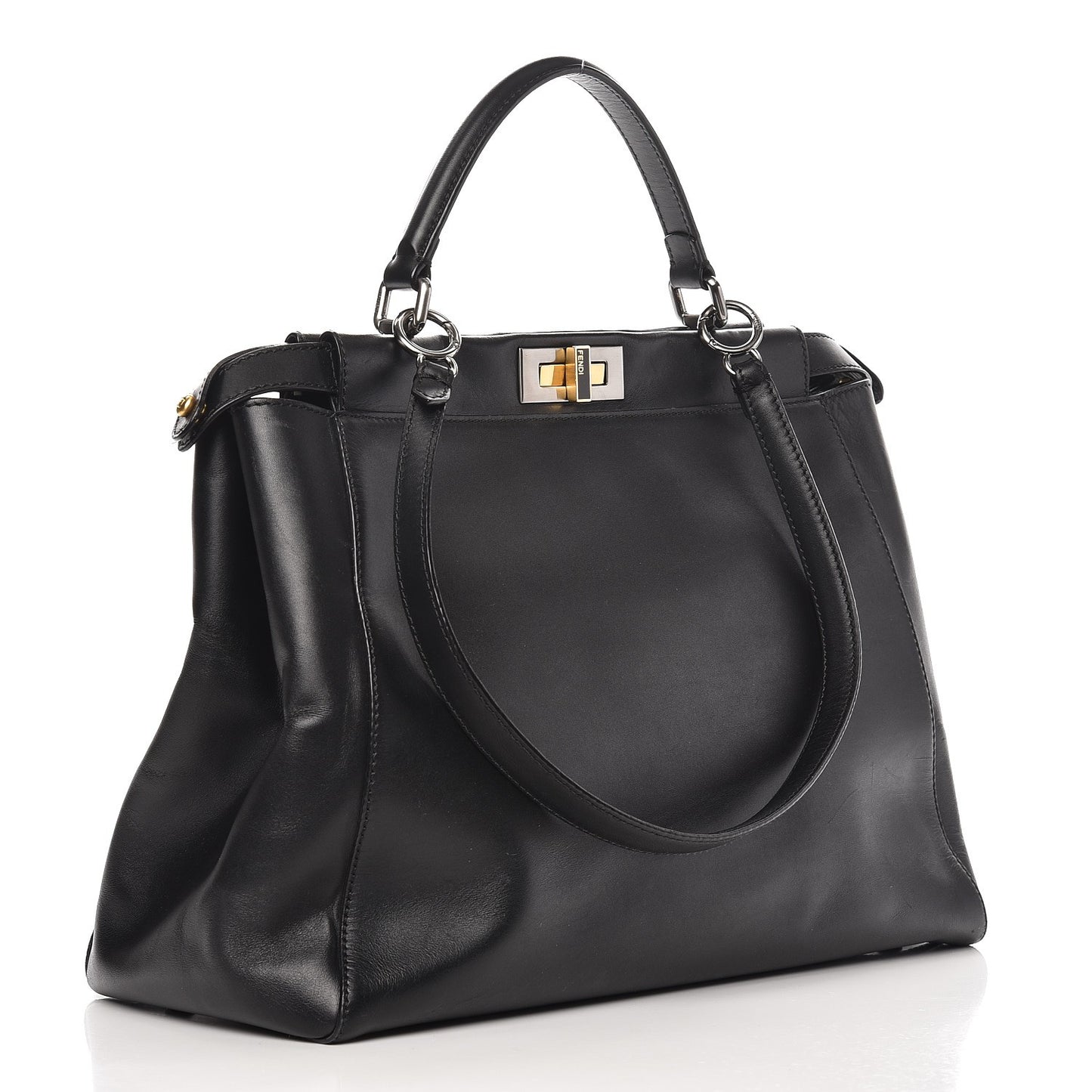 Vitello Suede Large Peekaboo Iconic Satchel Black