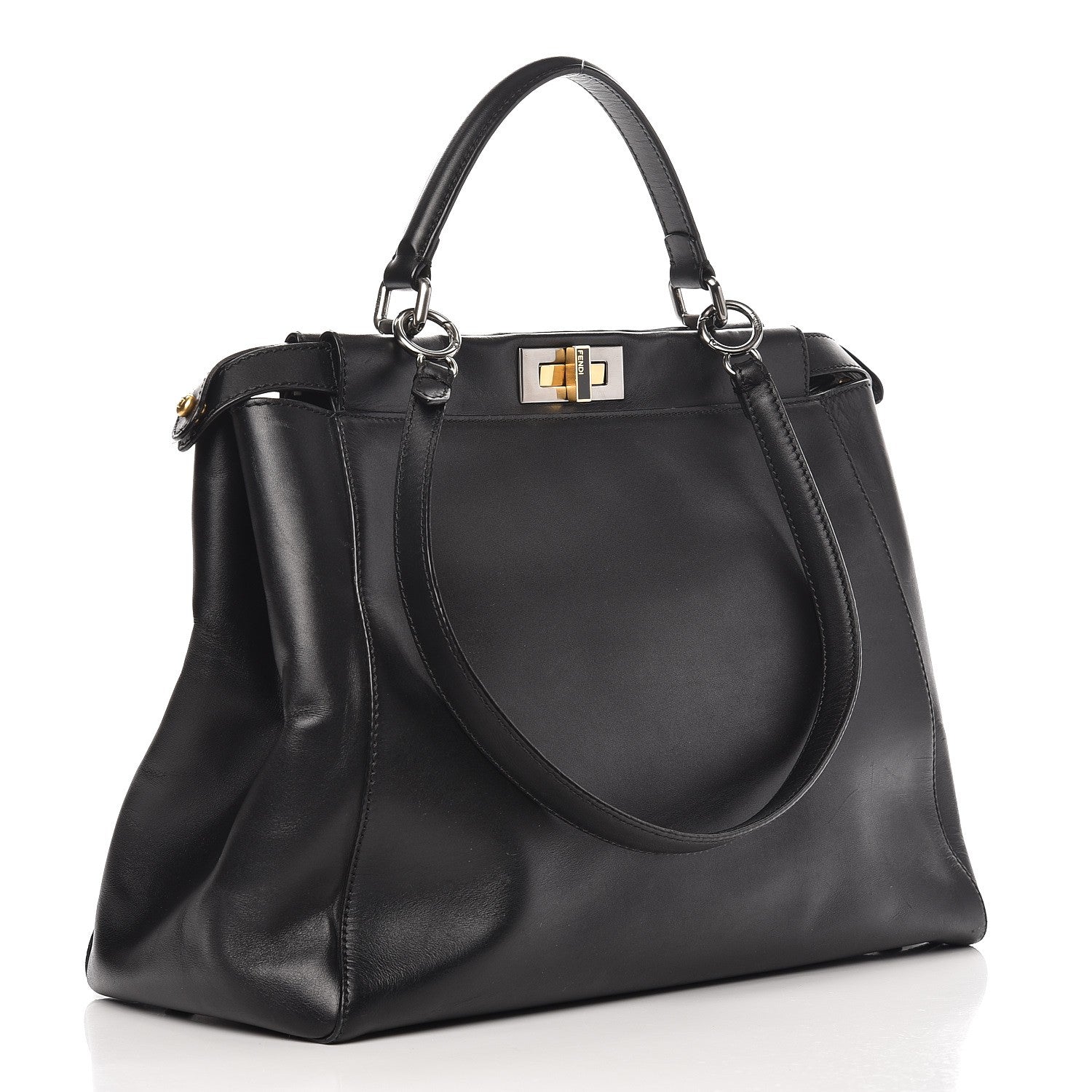 Fendi Vitello Suede Large Peekaboo Iconic Satchel Black 3 of 12