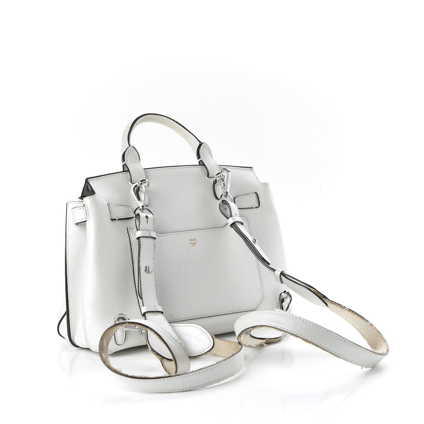 Grained Calfskin Medium Milla Convertible Backpack White Flake