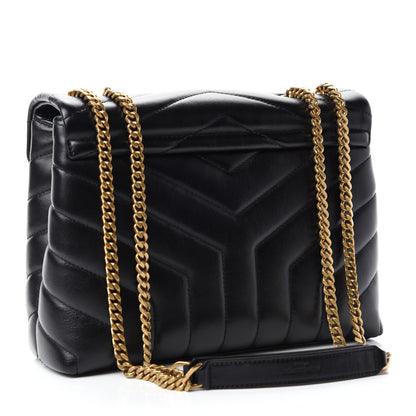 Saint Laurent Calfskin Y Quilted Monogram Small Loulou Chain Satchel Black 3 of 11