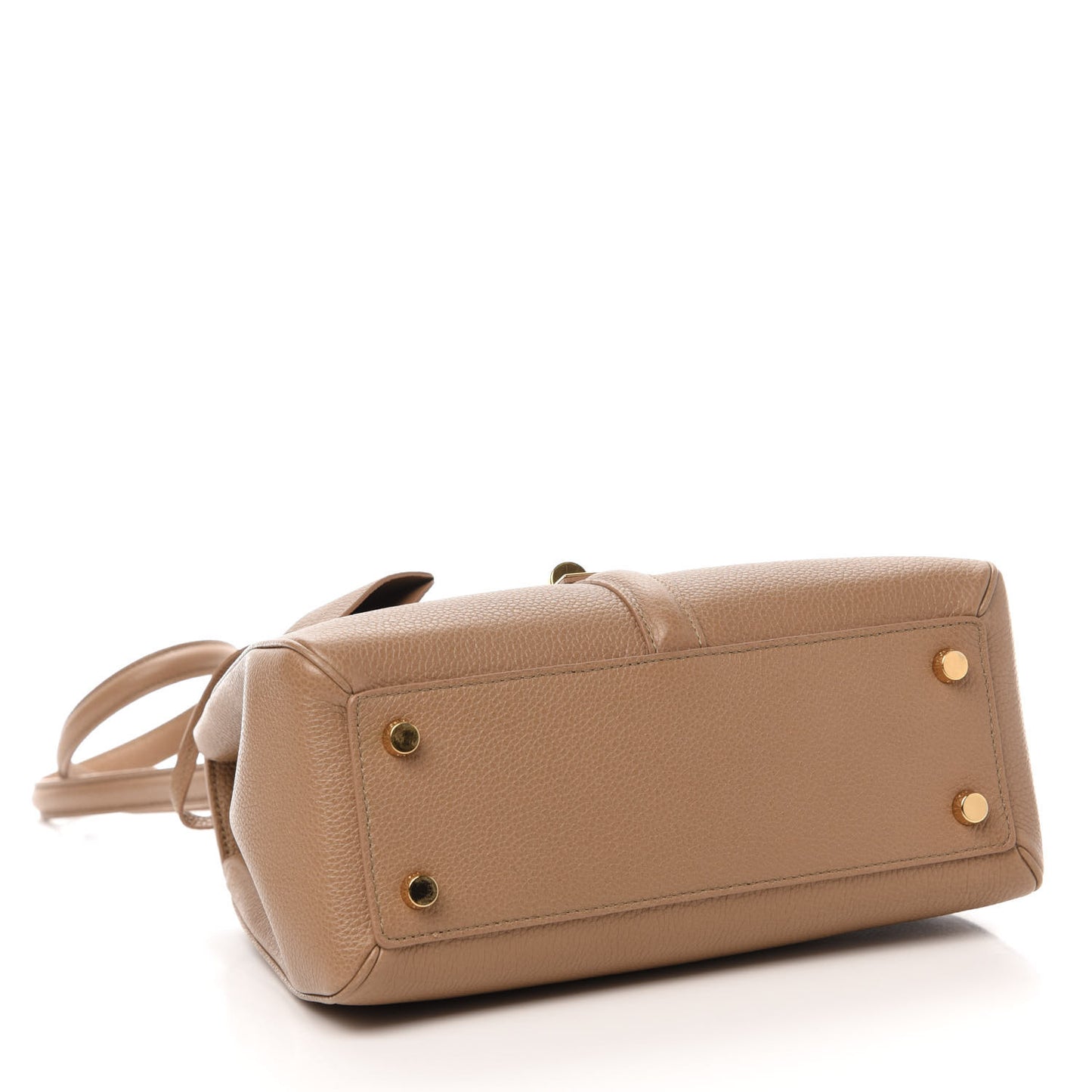 Grained Calfskin Small 16 Top Handle Bag Beige