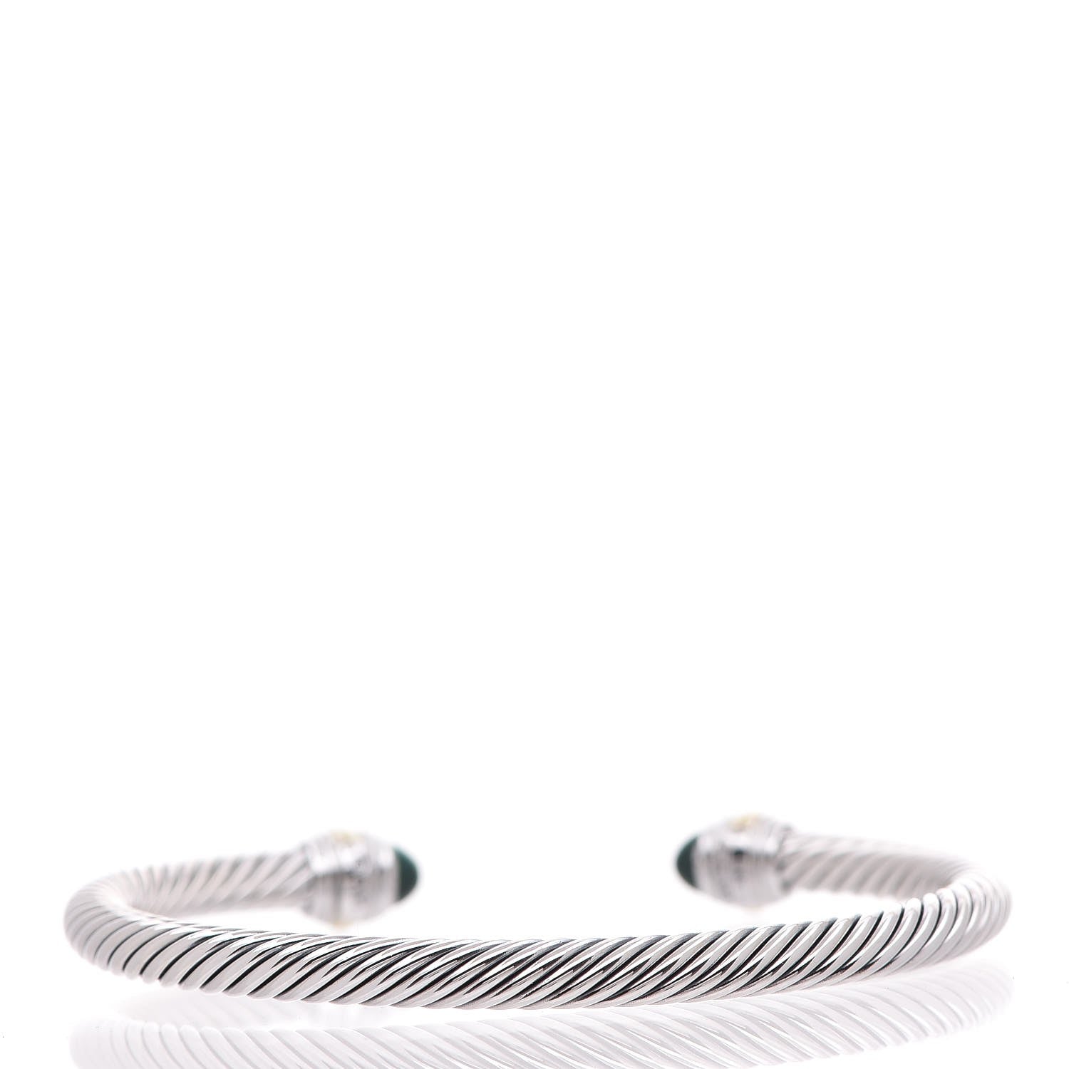 David Yurman Sterling Silver 14K Yellow Gold Malachite 5mm Cable Classic Bracelet 3 of 10