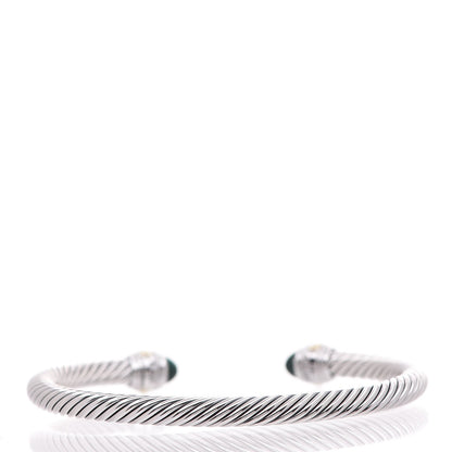 David Yurman Sterling Silver 14K Yellow Gold Malachite 5mm Cable Classic Bracelet 3 of 10