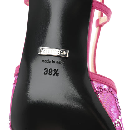 Gucci Tela Retino Nappa Charlotte Crystal GG Monogram Square G 35mm Slingback Pumps 39.5 Bright Bouganville Fairy Fucsia 7 of 9