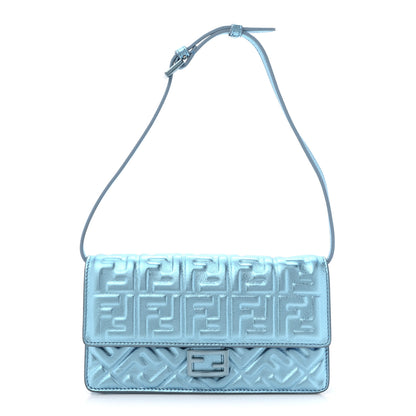 Fendi Metallic Nappa Matisse FF Embossed Wallet On Chain Laguna Palladio 1 of 15