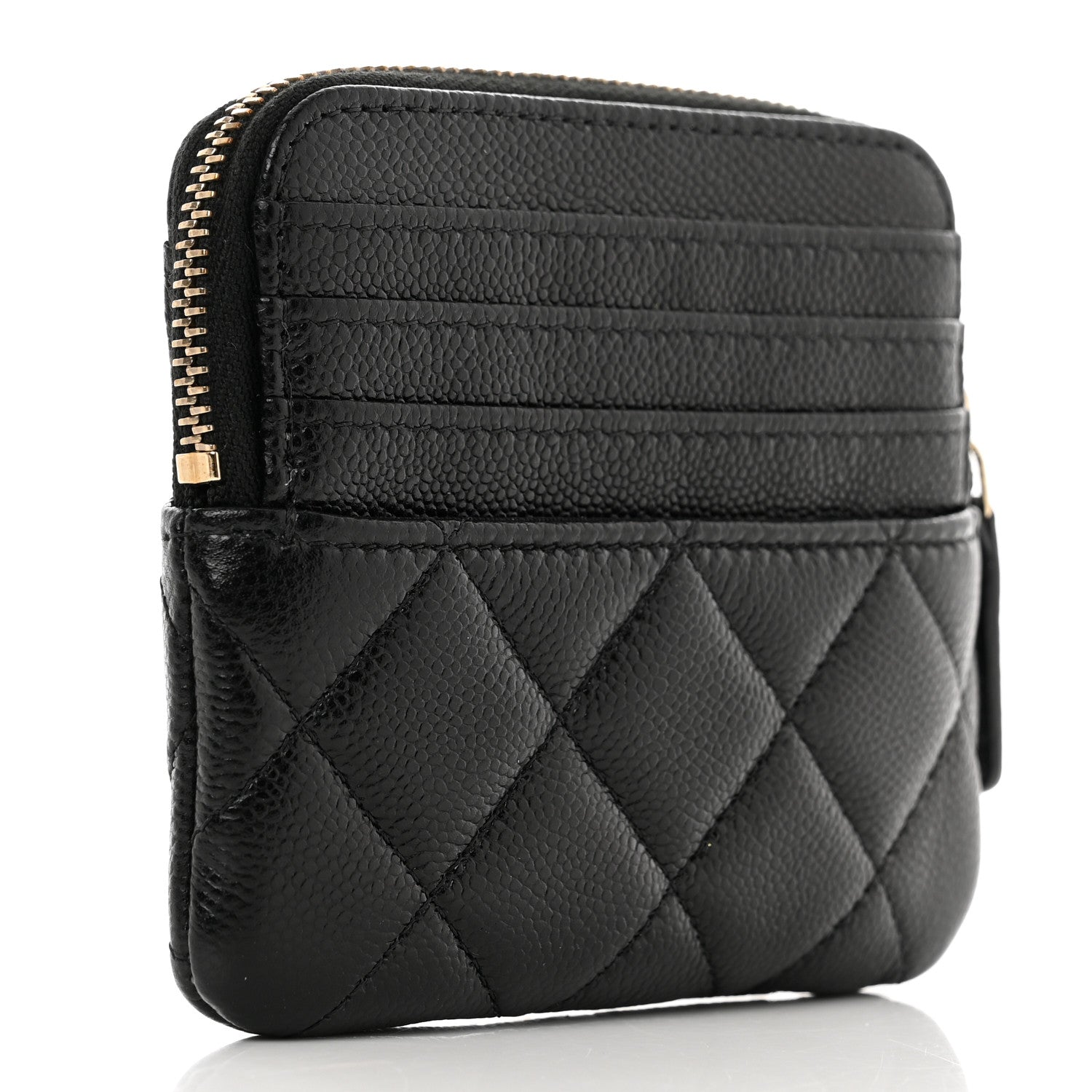 Chanel Caviar Quilted Zip Card Holder Wallet Black 2 of 7