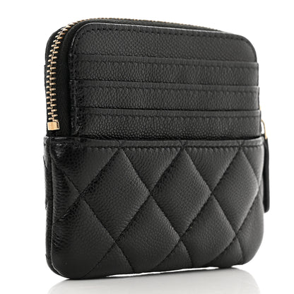 Chanel Caviar Quilted Zip Card Holder Wallet Black 2 of 7