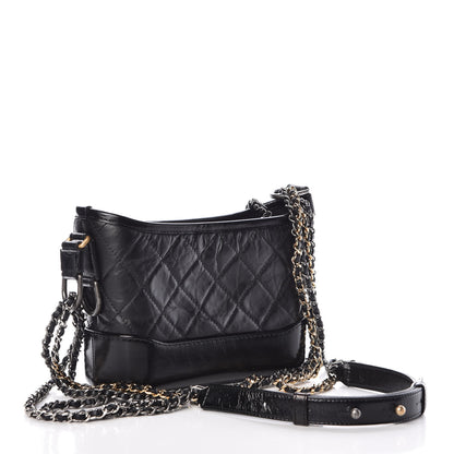 Chanel Aged Calfskin Quilted Small Gabrielle Hobo Black 3 of 8