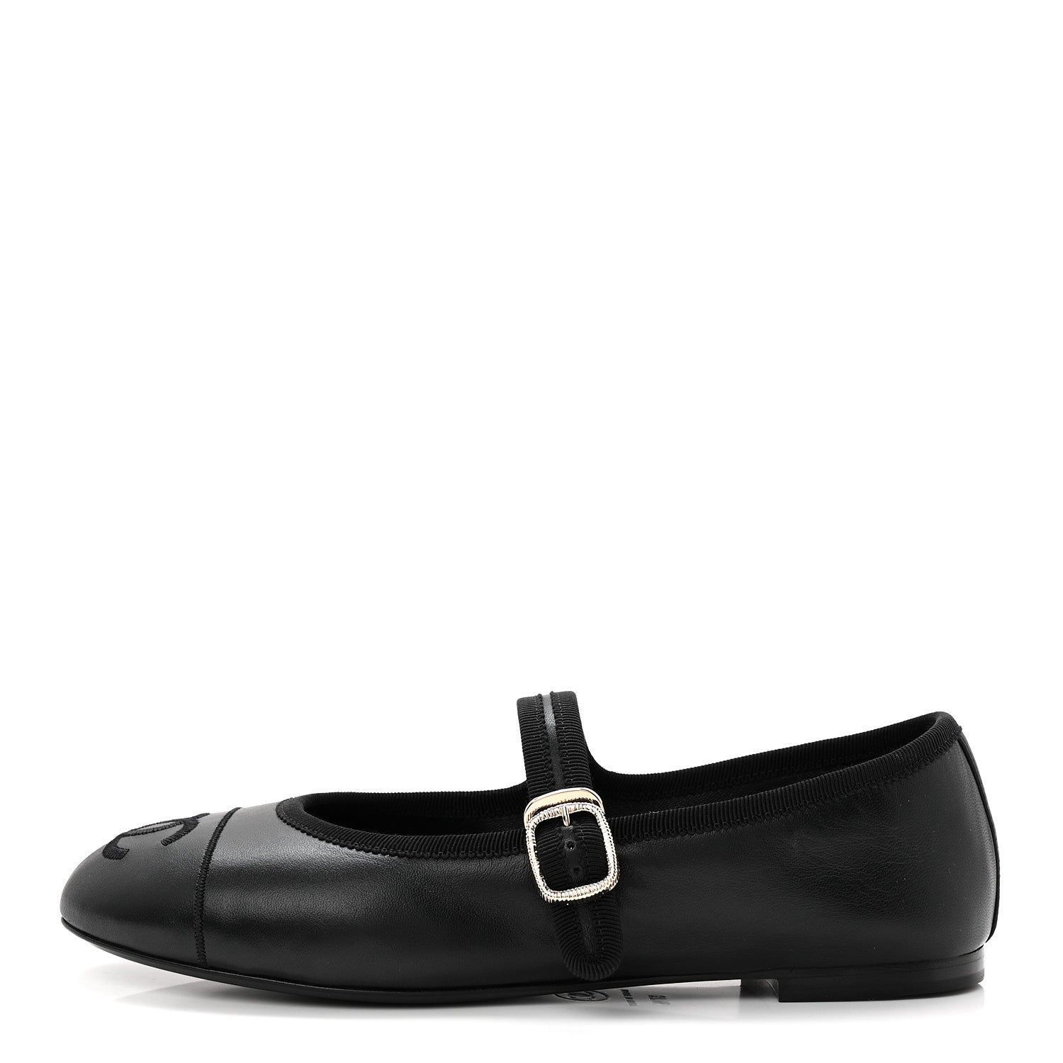Chanel Lambskin Mary Jane Flats 37.5 Black 1 of 10