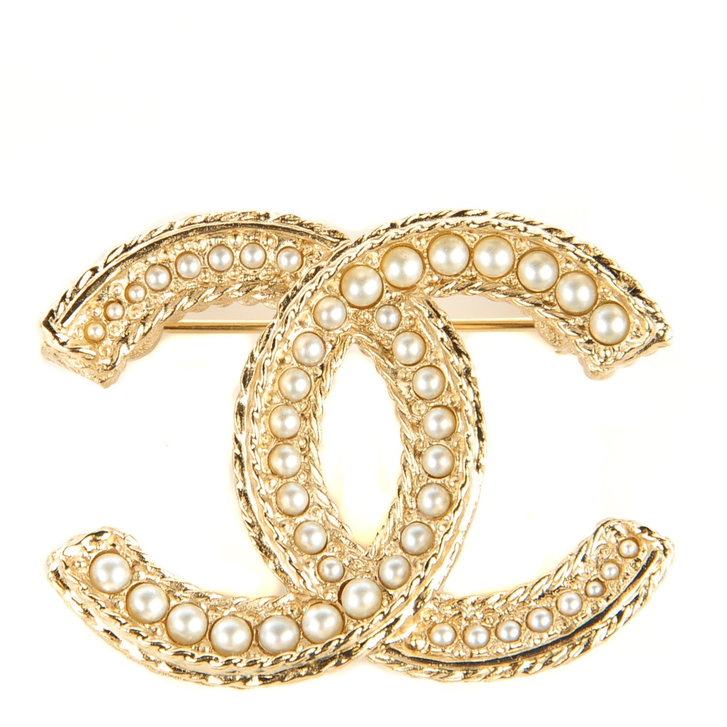 Chanel Pearl CC Brooch Pin Gold 1 of 5