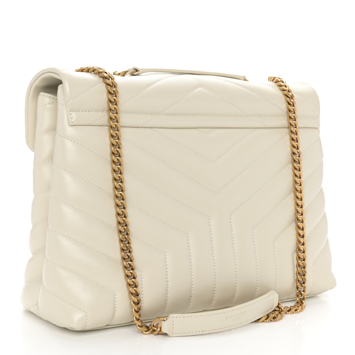 Calfskin Y Quilted Monogram Medium Loulou Chain Satchel Crema Soft