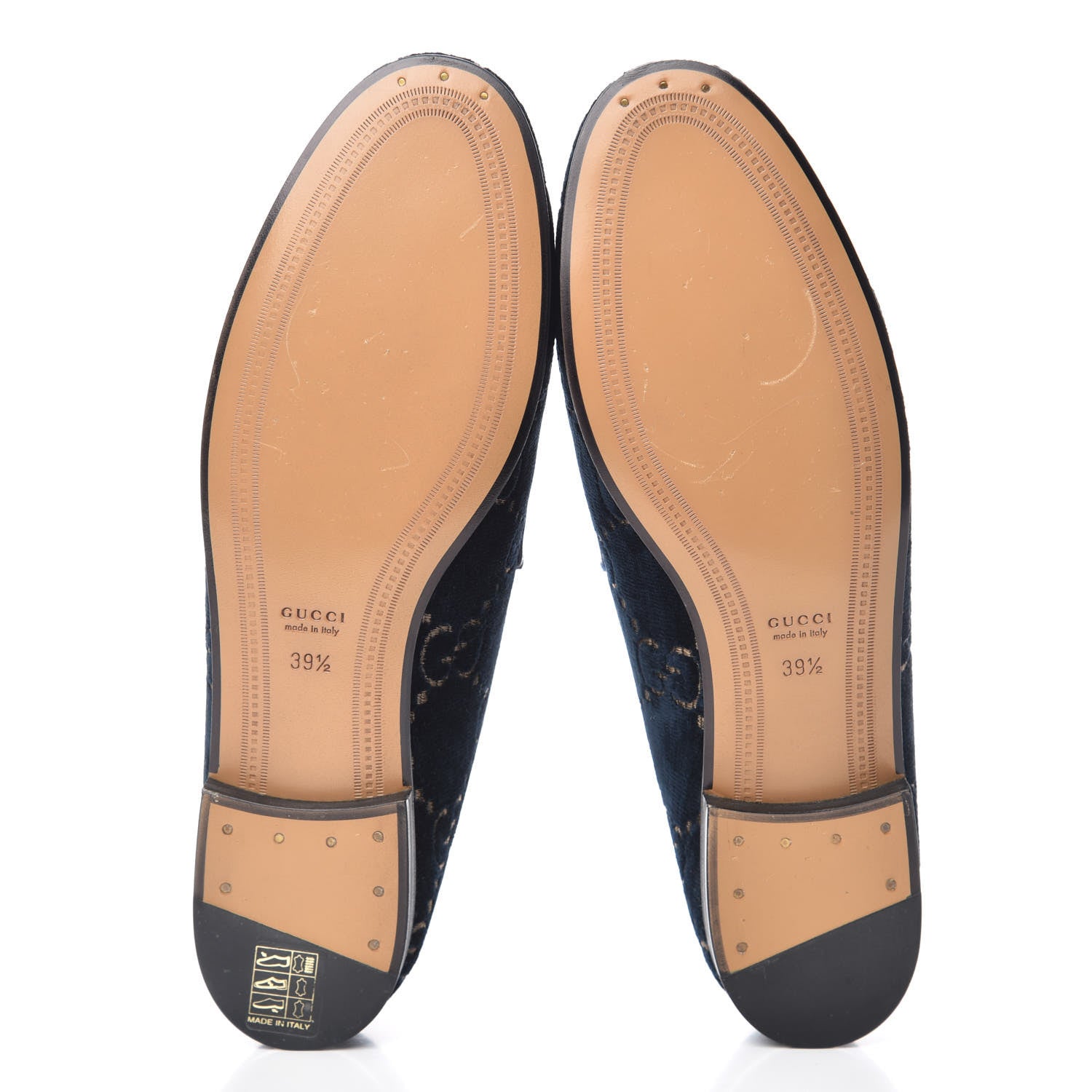 Gucci Velvet GG Monogram Horsebit Womens Jordaan Loafers 39.5 Blue Beige 8 of 10