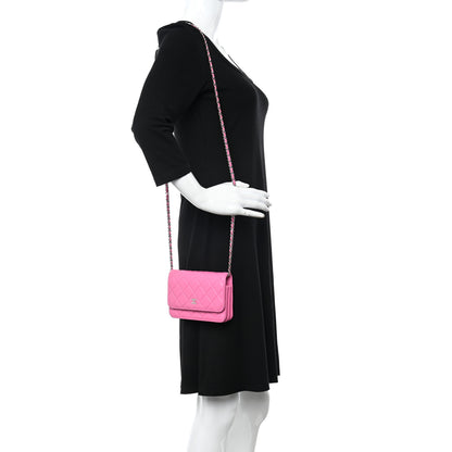 Chanel Lambskin Quilted Mini Wallet On Chain WOC Pink 2 of 12