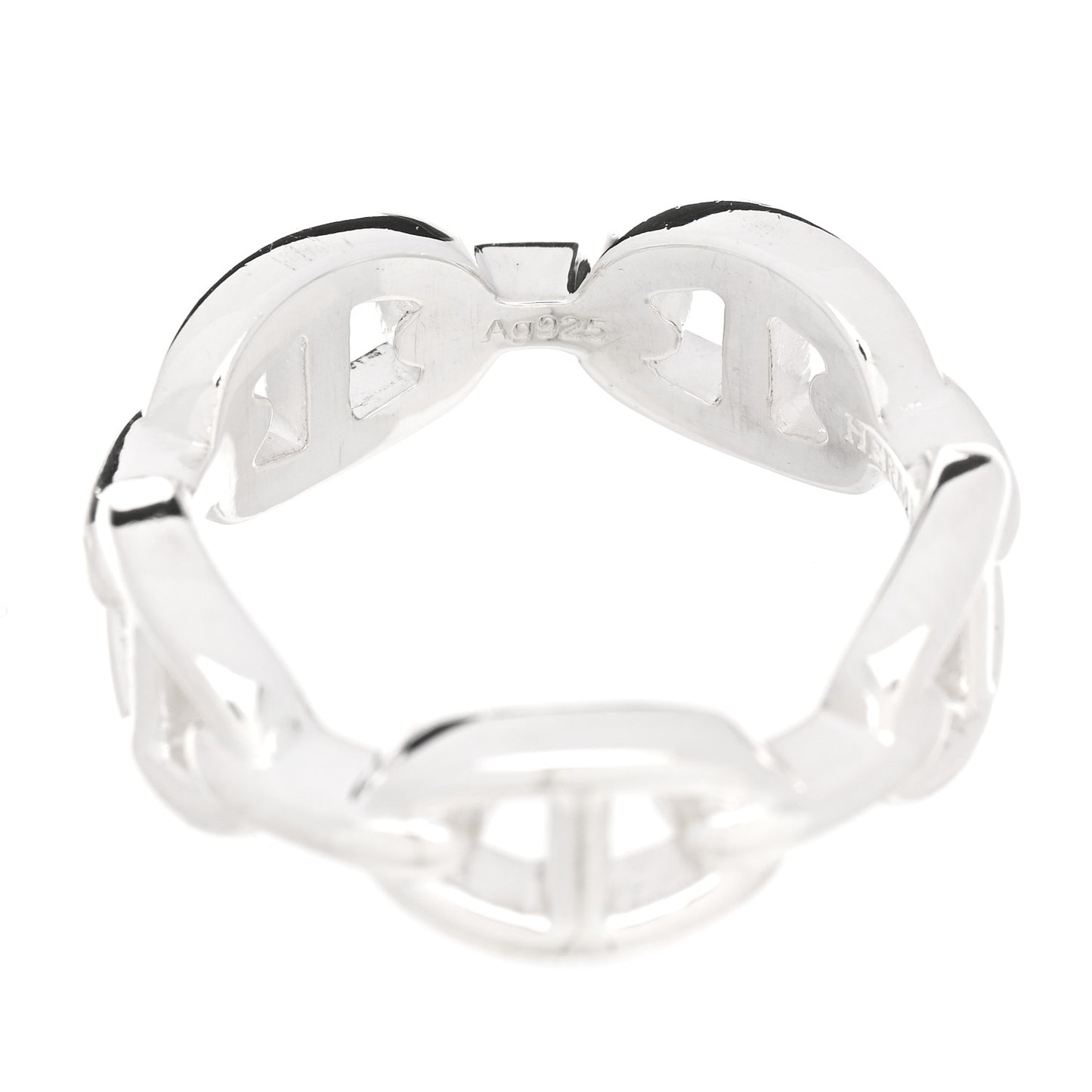 Sterling Silver PM Chaine d'Ancre Enchainee Band Ring 55 7.25