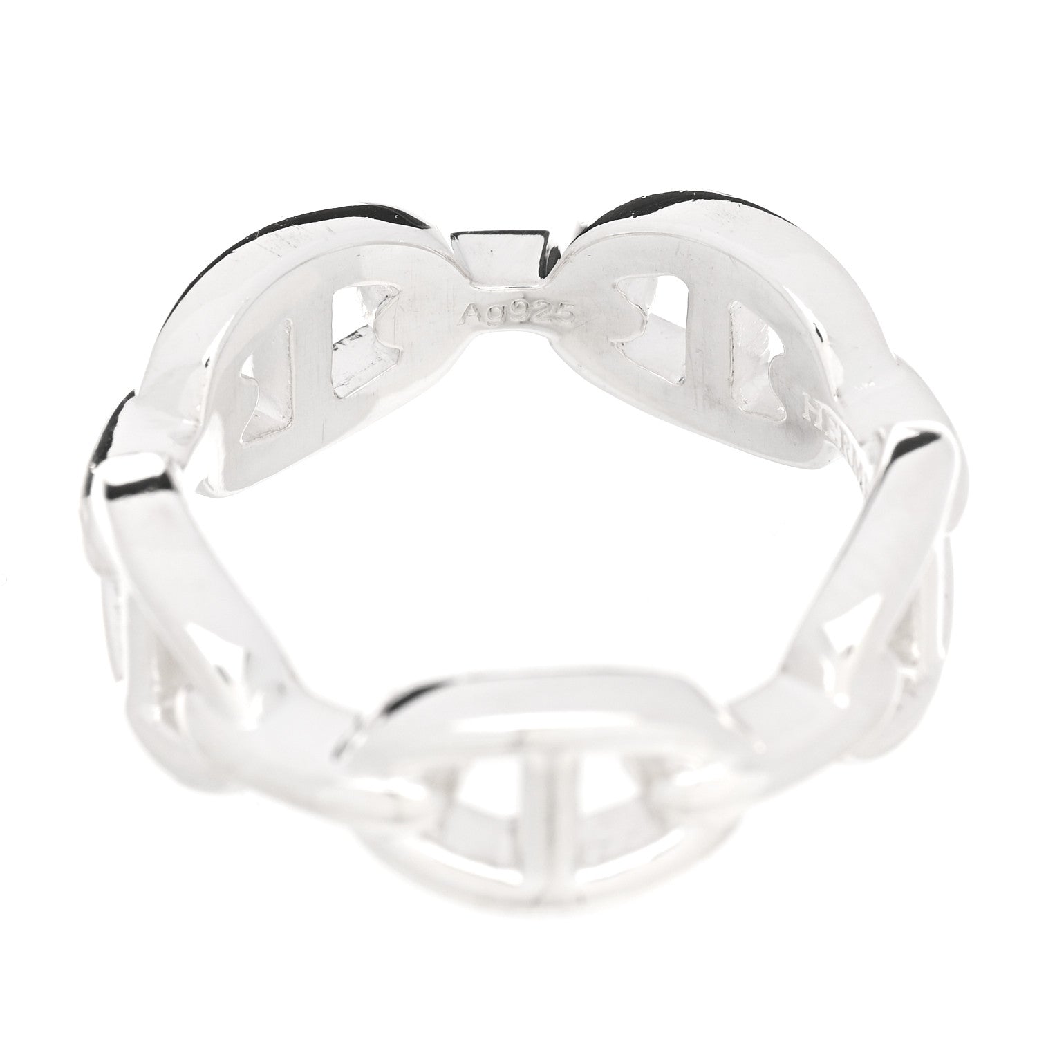 Hermes Sterling Silver PM Chaine d'Ancre Enchainee Band Ring 55 7.25 6 of 7