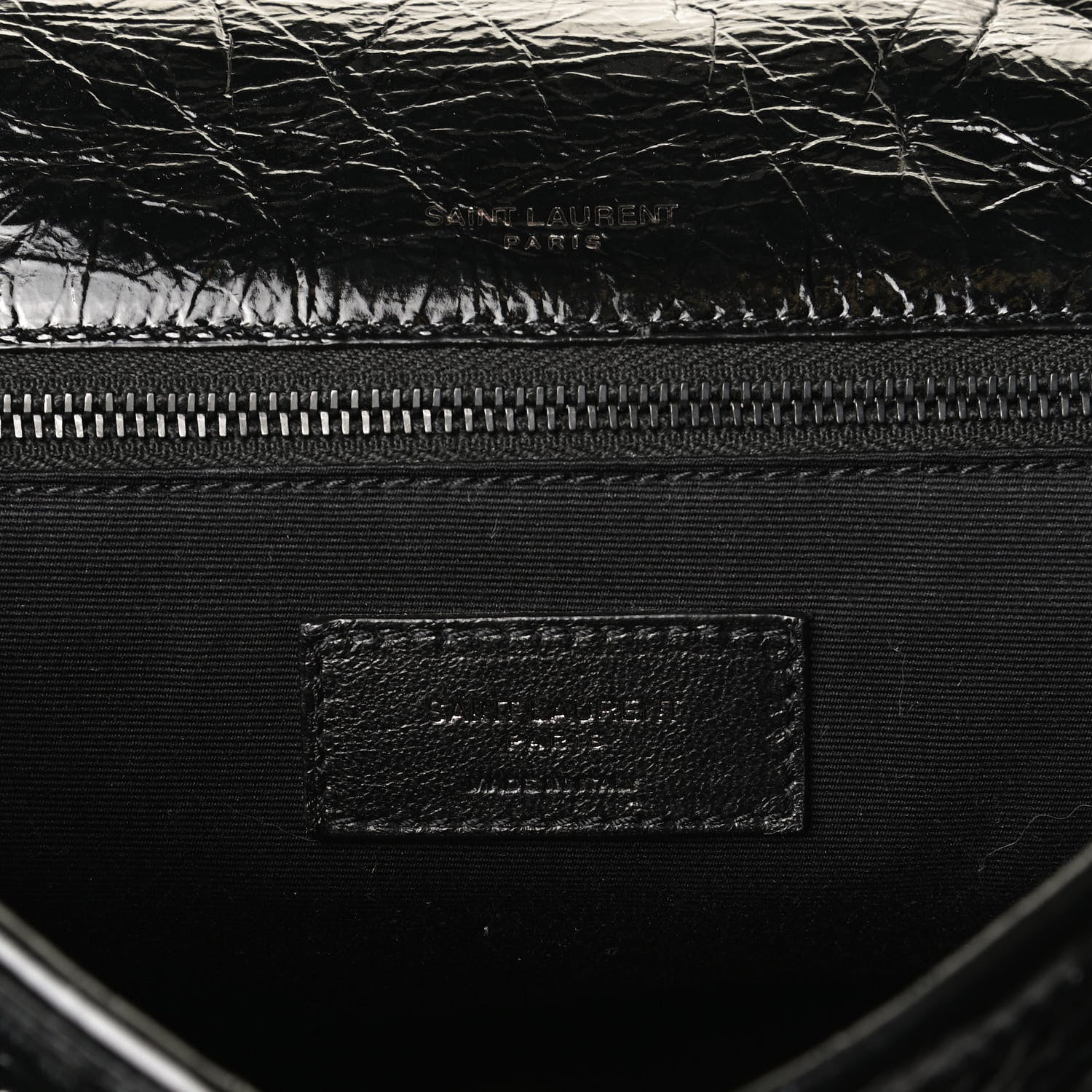 Saint Laurent Crinkled Calfskin Matelasse Monogram Medium Niki Chain Satchel Black 10 of 18