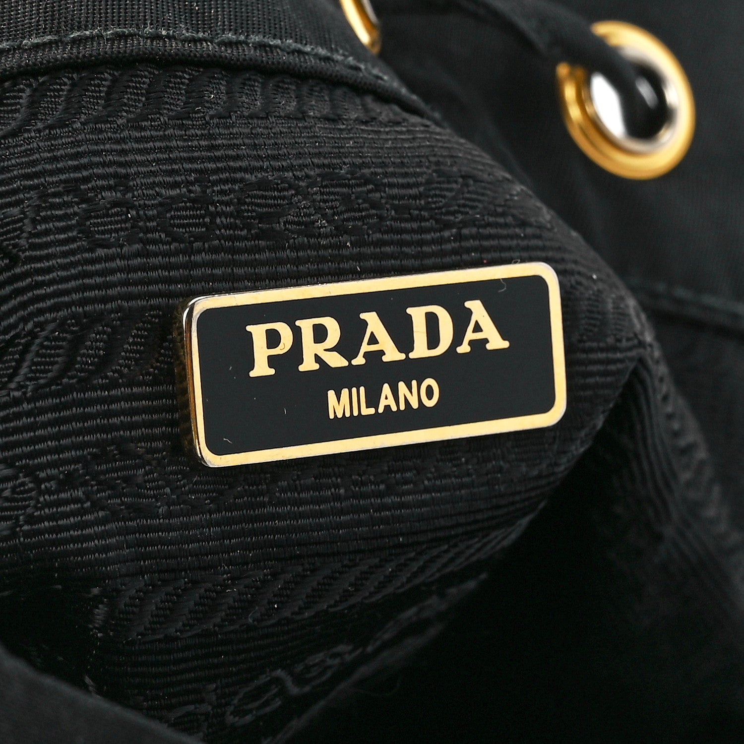 Prada Saffiano Tessuto Nylon Mini Bucket Crossbody Bag Black 6 of 13