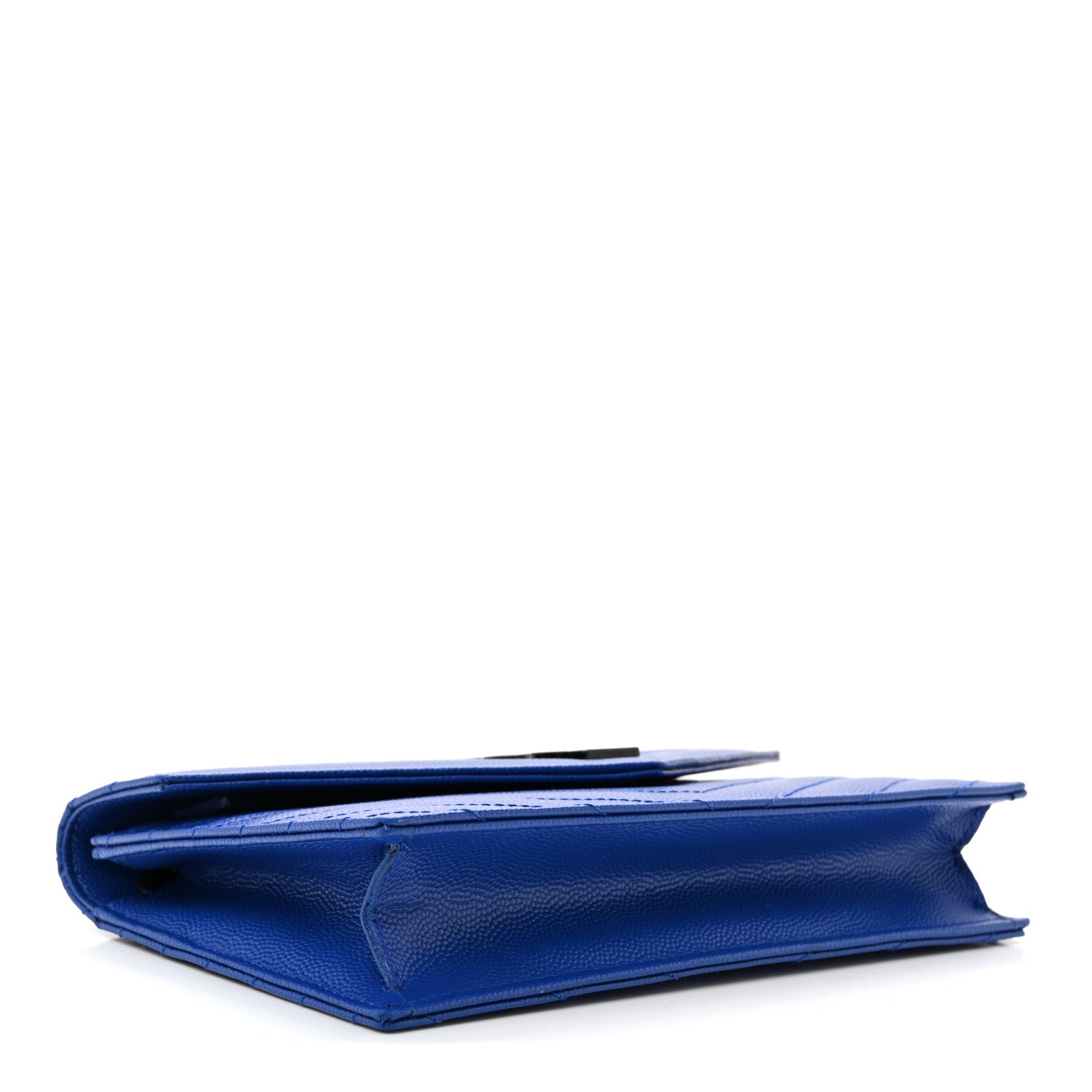 Saint Laurent Grain De Poudre Matelasse Chevron Monogram Envelope Chain Wallet Blue Majorelle 4 of 11