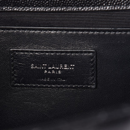 Saint Laurent Grain De Poudre Textured Mixed Matelasse Triquilt Medium Monogram Satchel Black 7 of 10