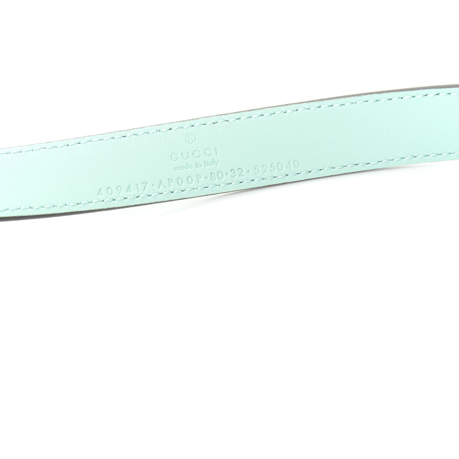 Gucci Moon Calfskin Palladium Double G 20mm Belt 80 32 Water Green 5 of 5