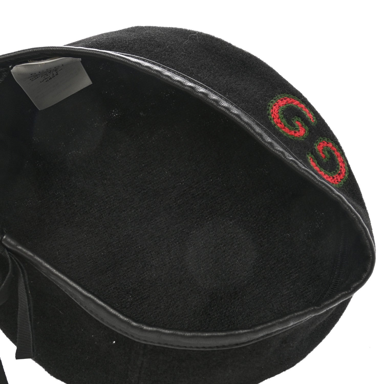 Gucci Felt Embroidered GG Patch Beret Hat L Black 7 of 8