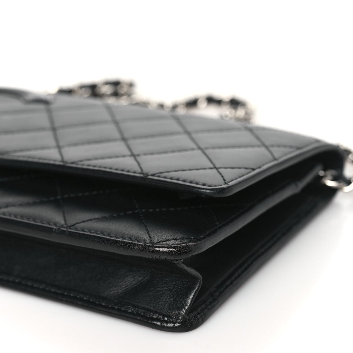 Calfskin Quilted Cambon Wallet on Chain WOC Black