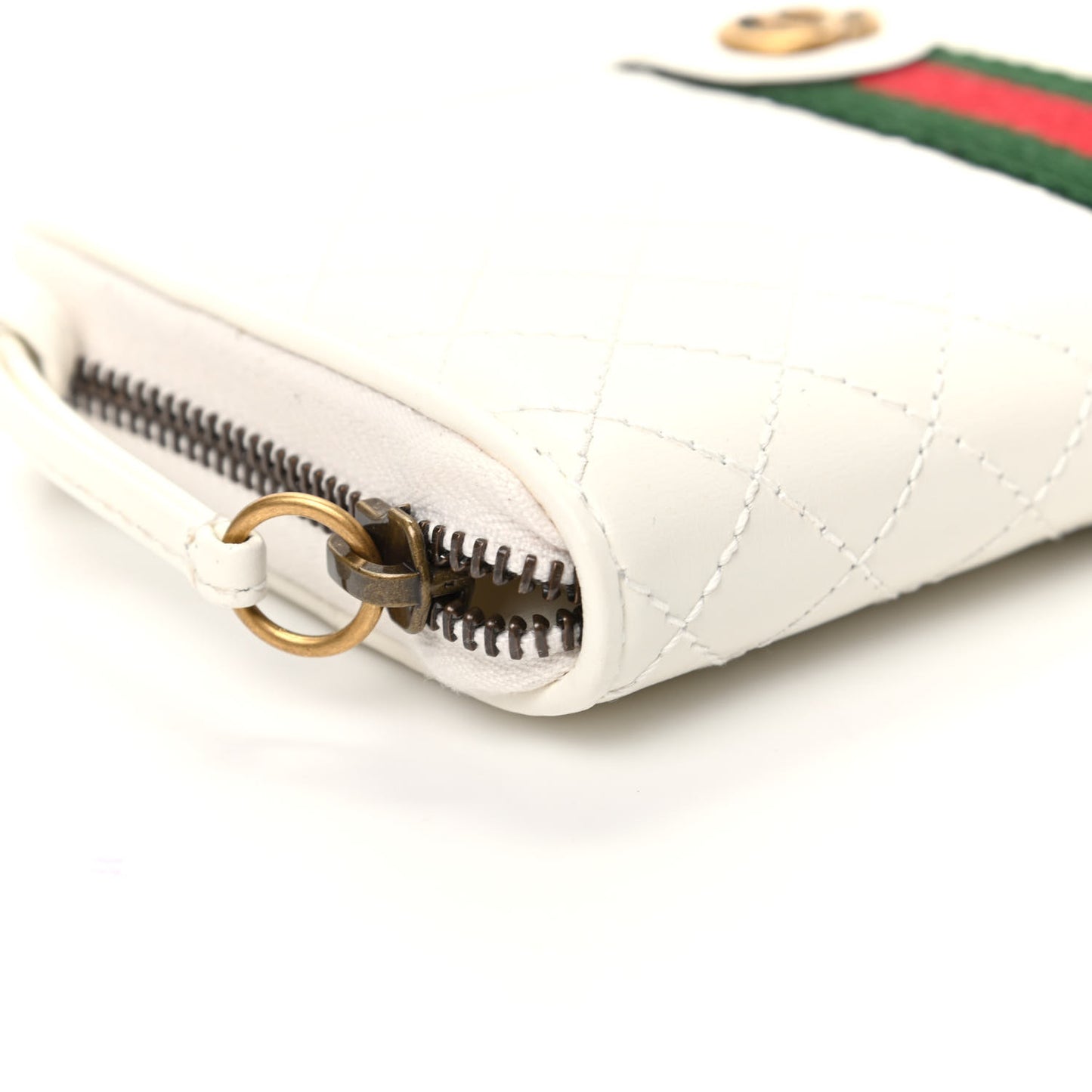 Calfskin Web Trapuntata GG Zip Around Wallet Off White