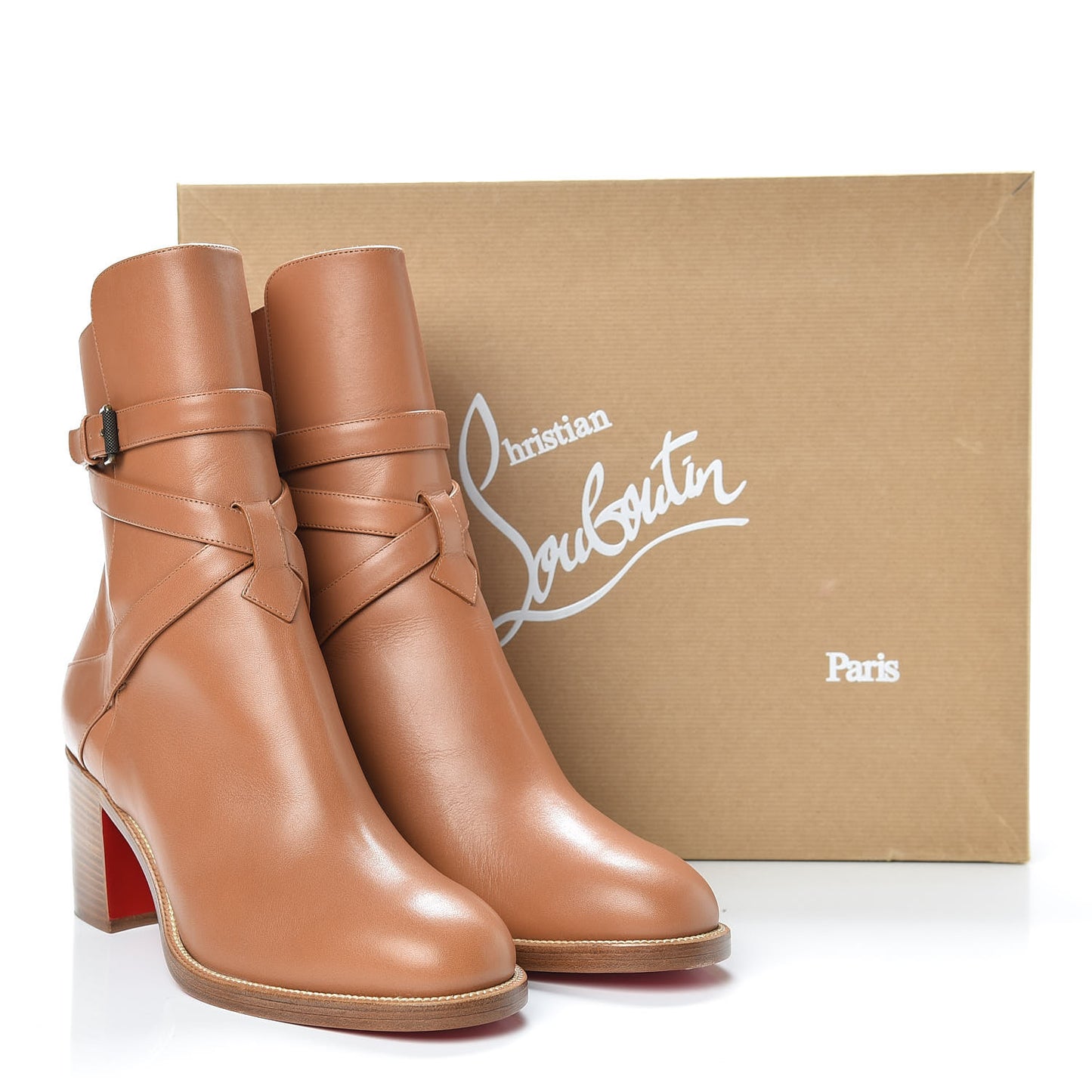 Calfskin Karistrap 70 Ankle Boots 40 Cuoio