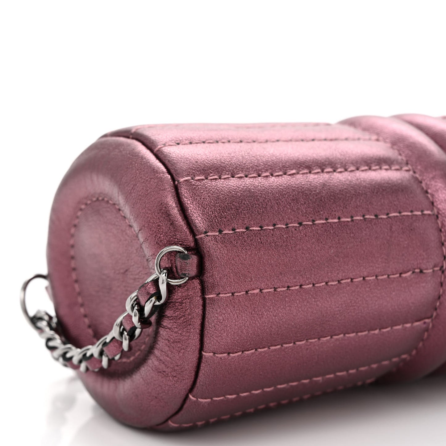Metallic Lambskin Horizontal Quilt Pochette Purple