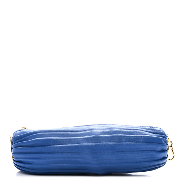 Loewe Lambskin Pleated Bracelet Pouch Shoulder Bag Royal Blue