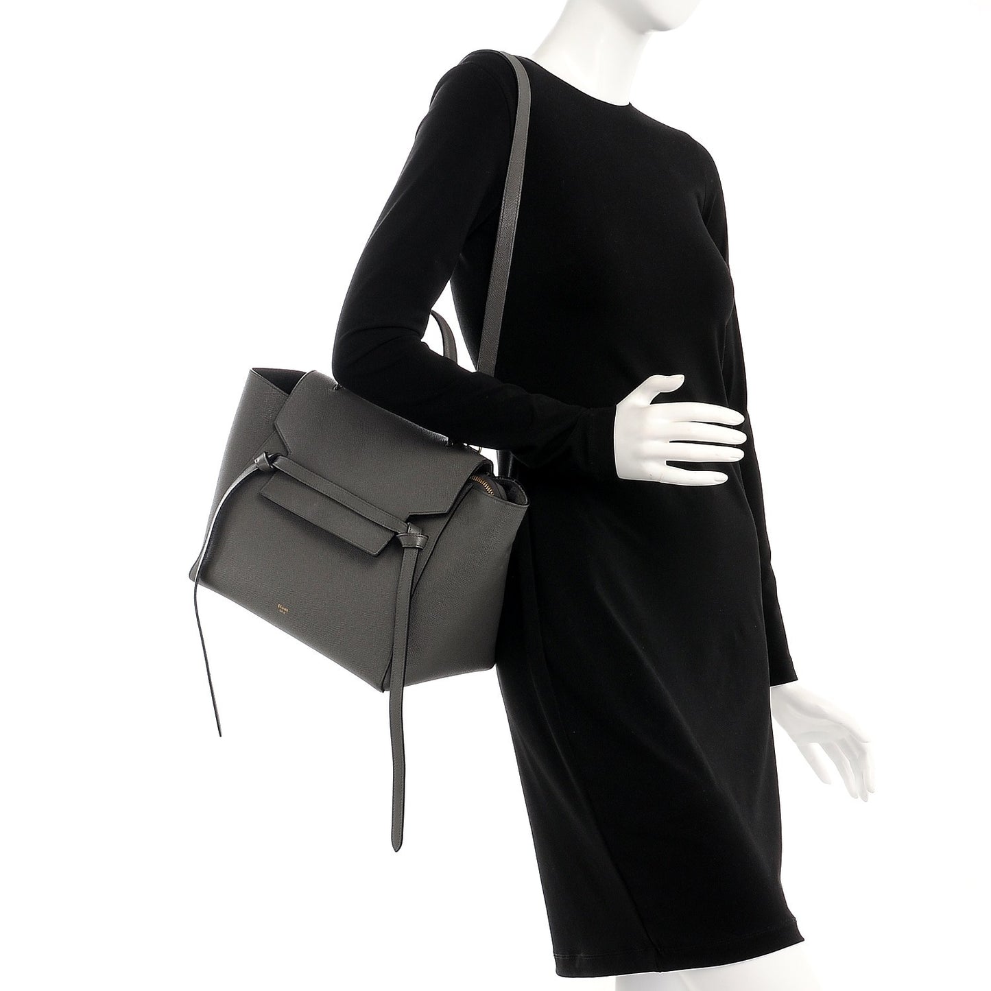 Grained Calfskin Mini Belt Bag Grey