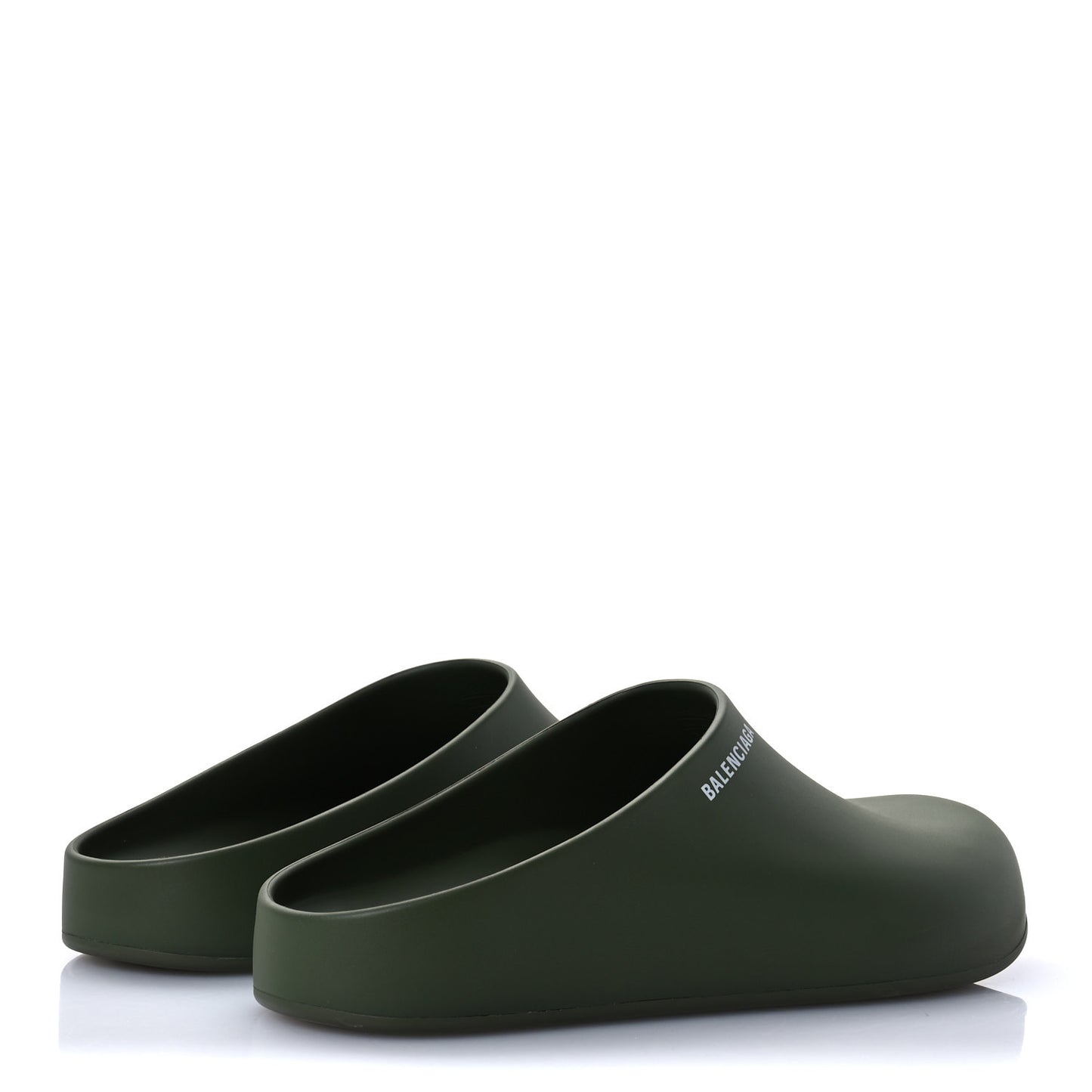 Rubber Logo Mens Pool Closed Slide Sandals 43 Kaki White