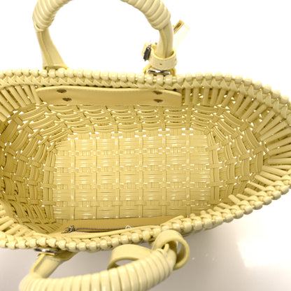 Balenciaga Varnished Faux Calfskin Braided XS Bistro Basket Pale Yellow 5 of 11