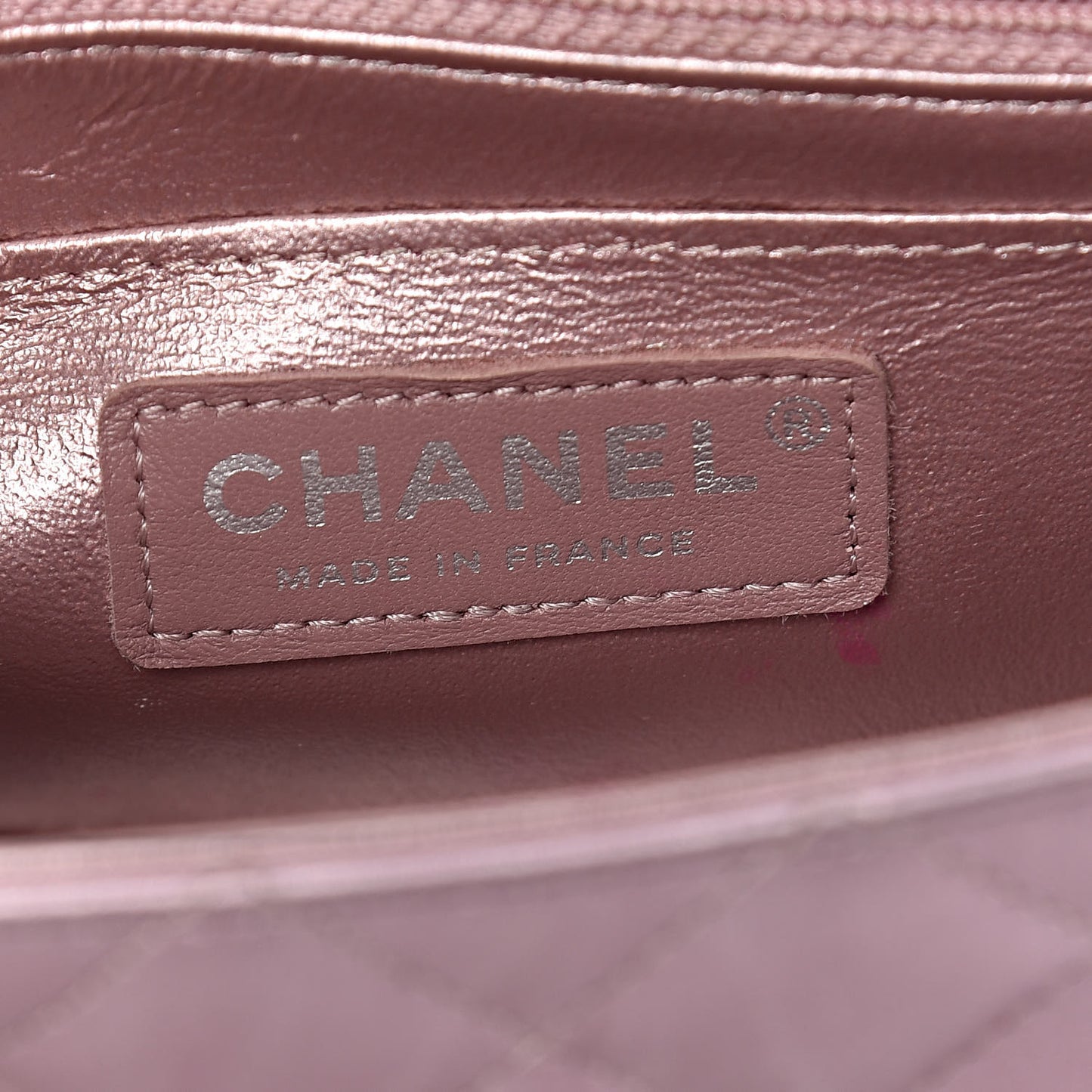 Metallic Calfskin Quilted Mini Rectangular Flap Pink