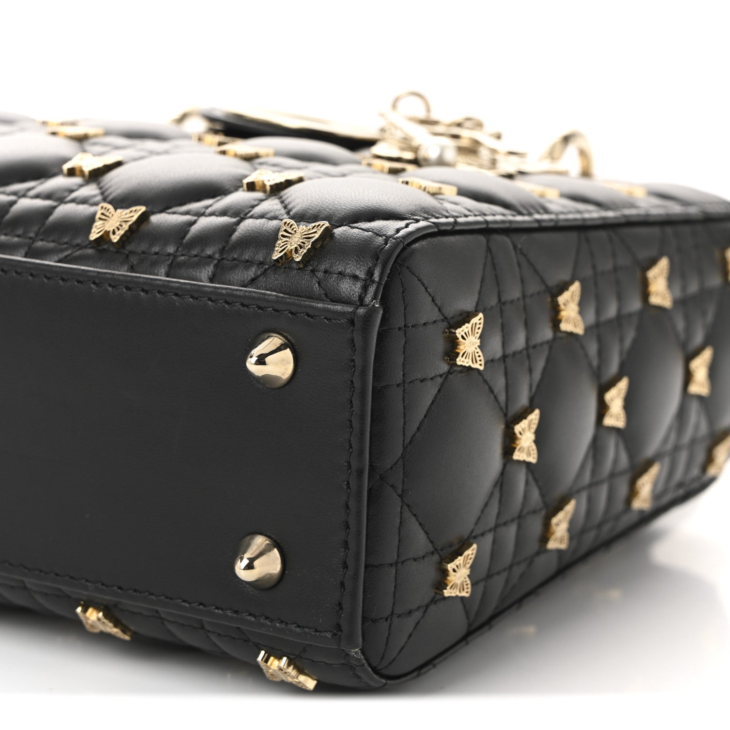 Christian Dior Lambskin Cannage Butterfly Studs Small Lady Dior Black 10 of 10