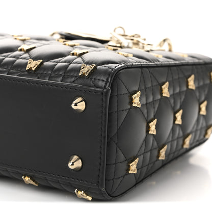 Christian Dior Lambskin Cannage Butterfly Studs Small Lady Dior Black 10 of 10
