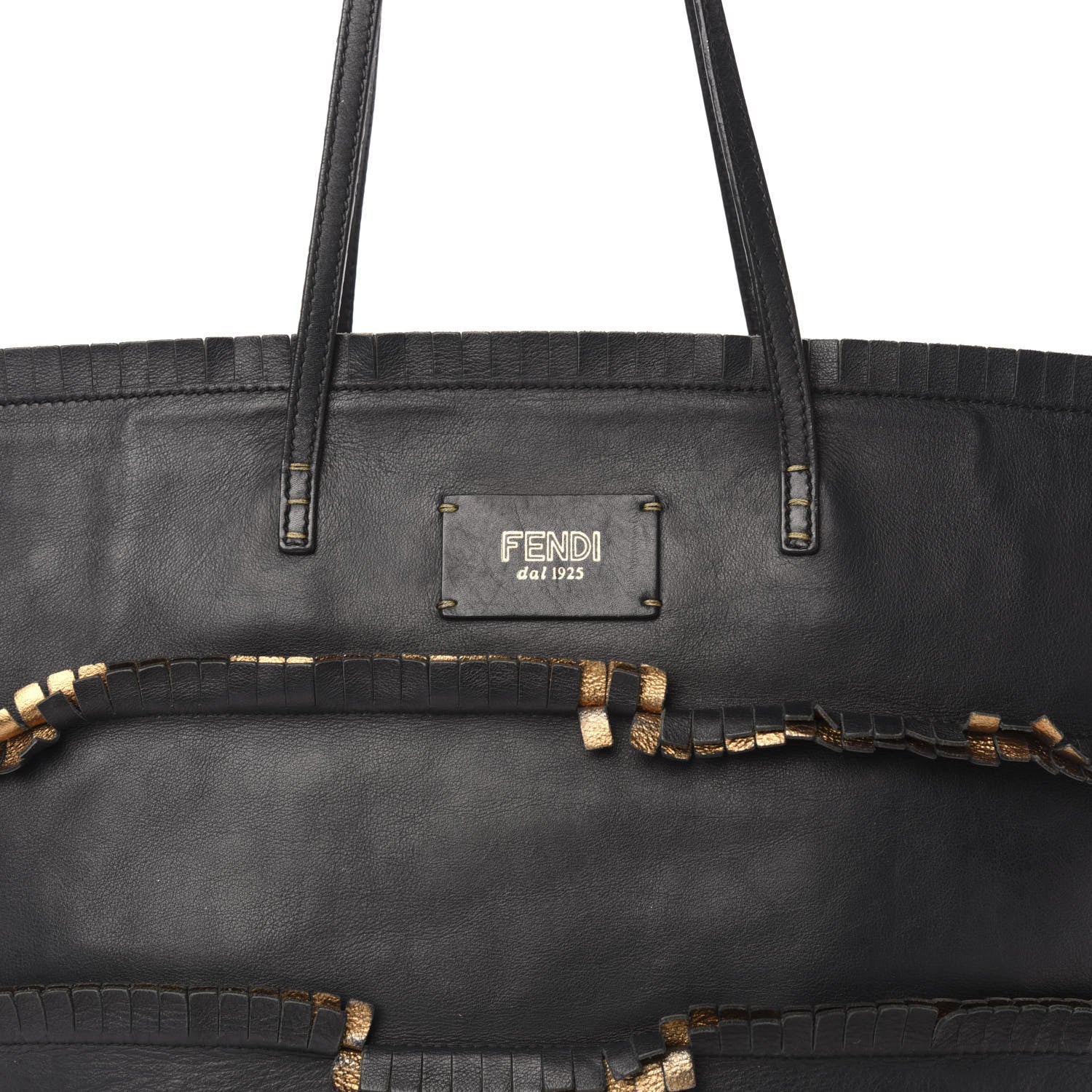 Fendi Calfskin Ruffle Roll Tote Black 13 of 13