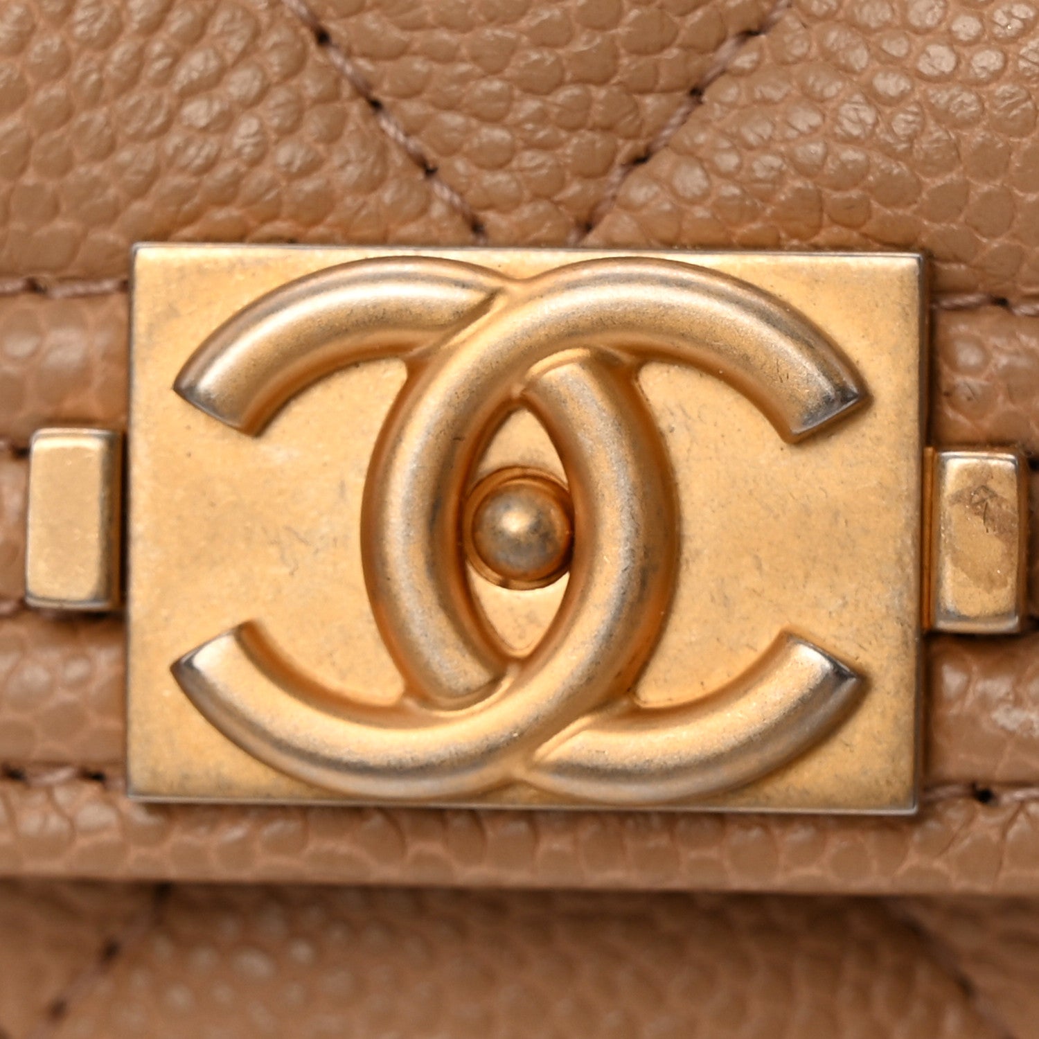 Chanel Caviar Quilted Large Boy Gusset Flap Wallet Beige 9 of 12